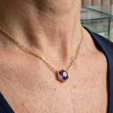 Amethyst-Anhänger-Halskette mit Zirkonia in Roségold