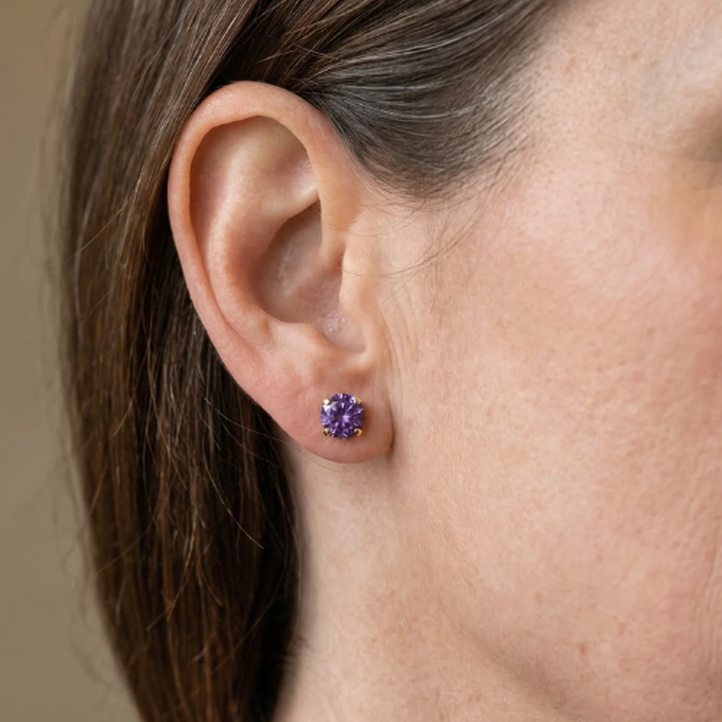 Runde Amethyst-Ohrstecker in Weißgold