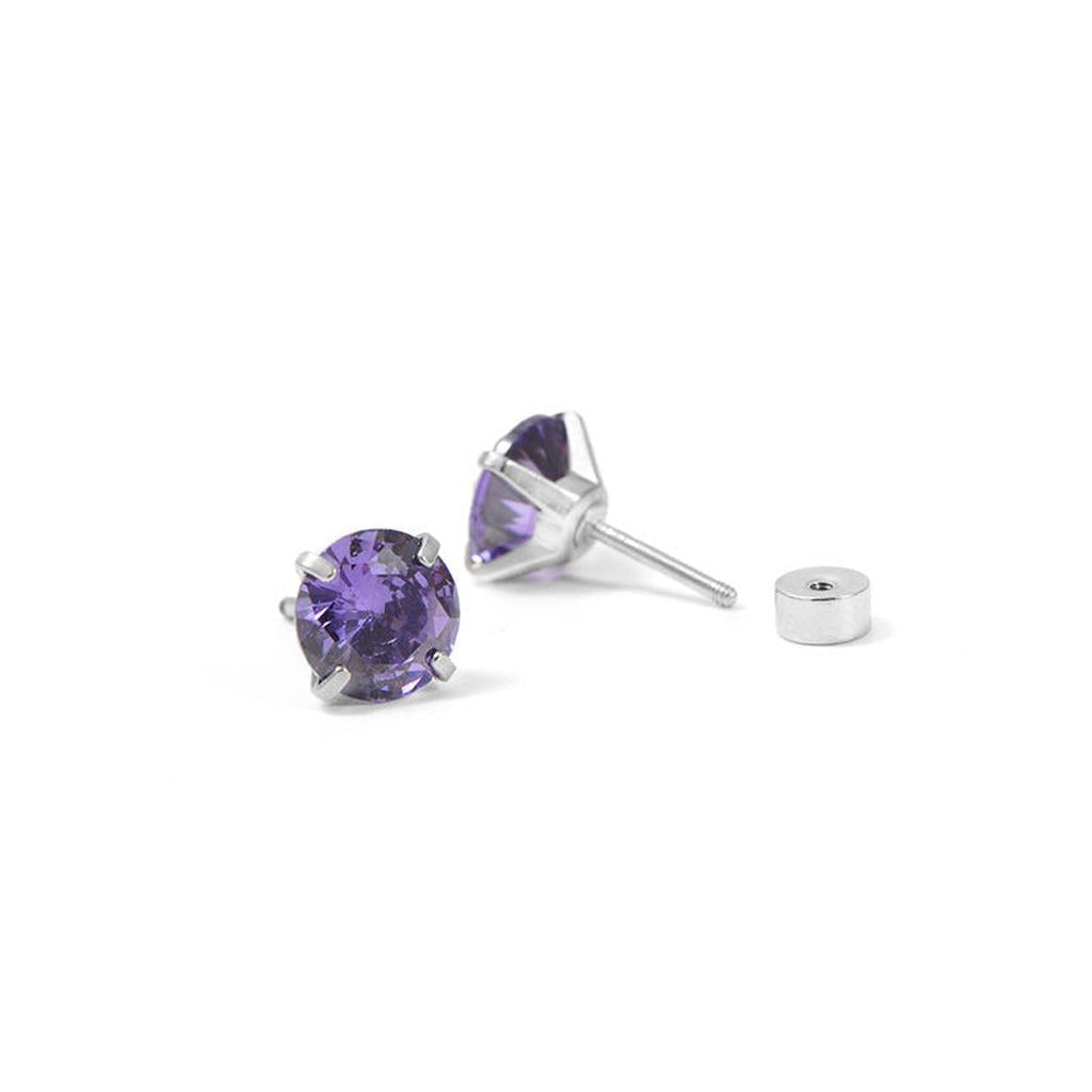 Runde Amethyst-Ohrstecker in Weißgold – Ansicht 2