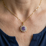 Amethyst-Sonnenblumen-Halskette in Gold