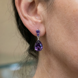 Klassische Amethyst-Tropfenohrringe in Weißgold