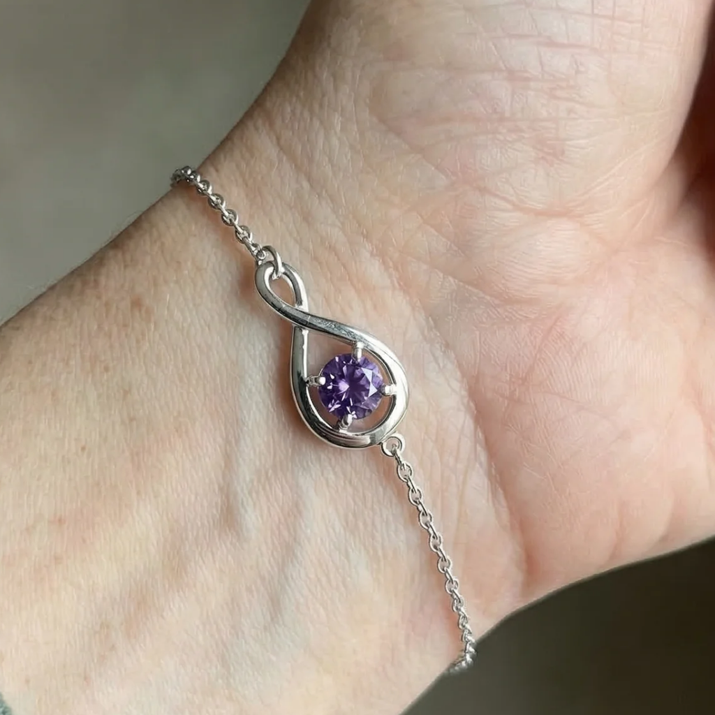 Amethyst-Unendlichkeits-Armband in Weißgold