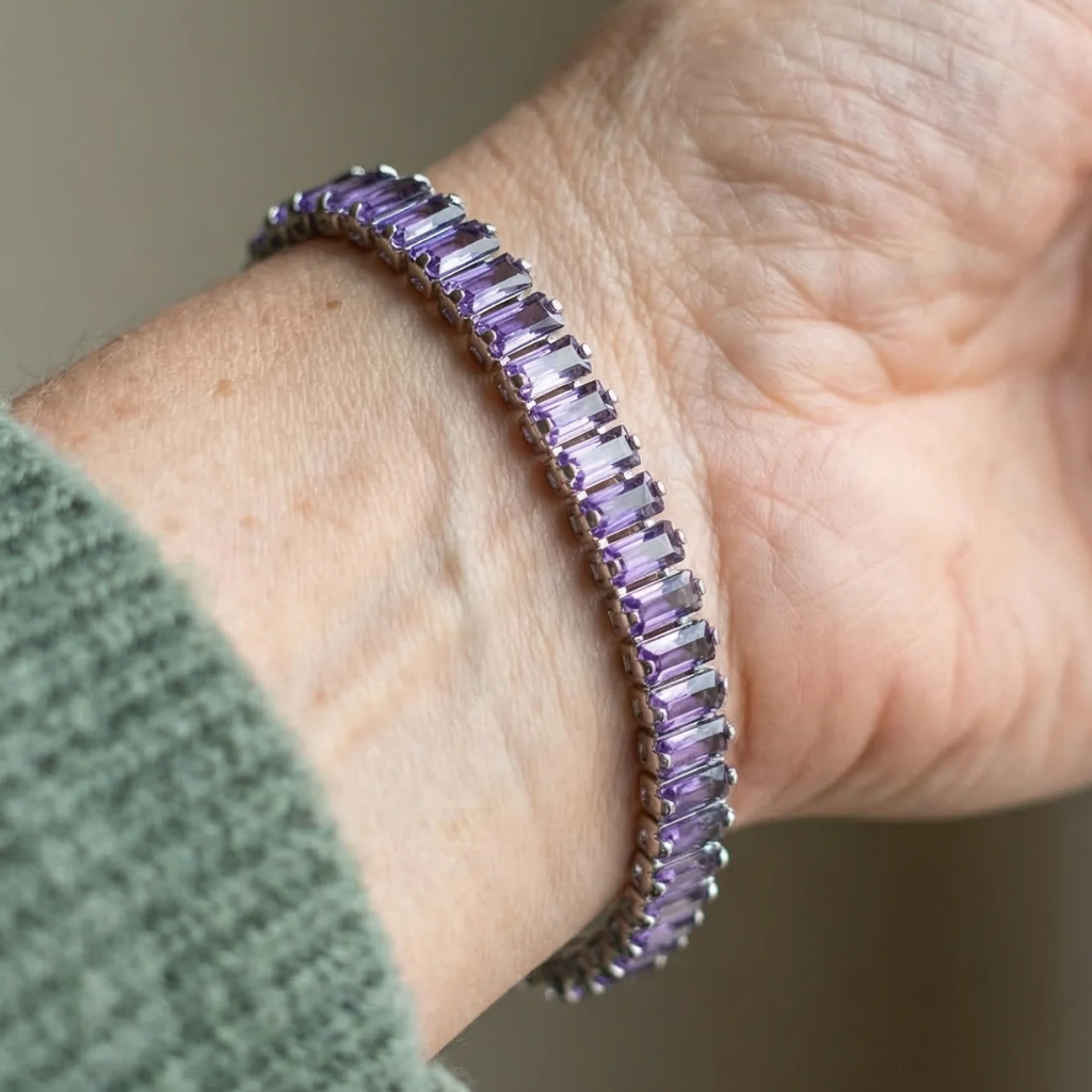 Amethyst-Tennisarmband Vertéa in Weißgold
