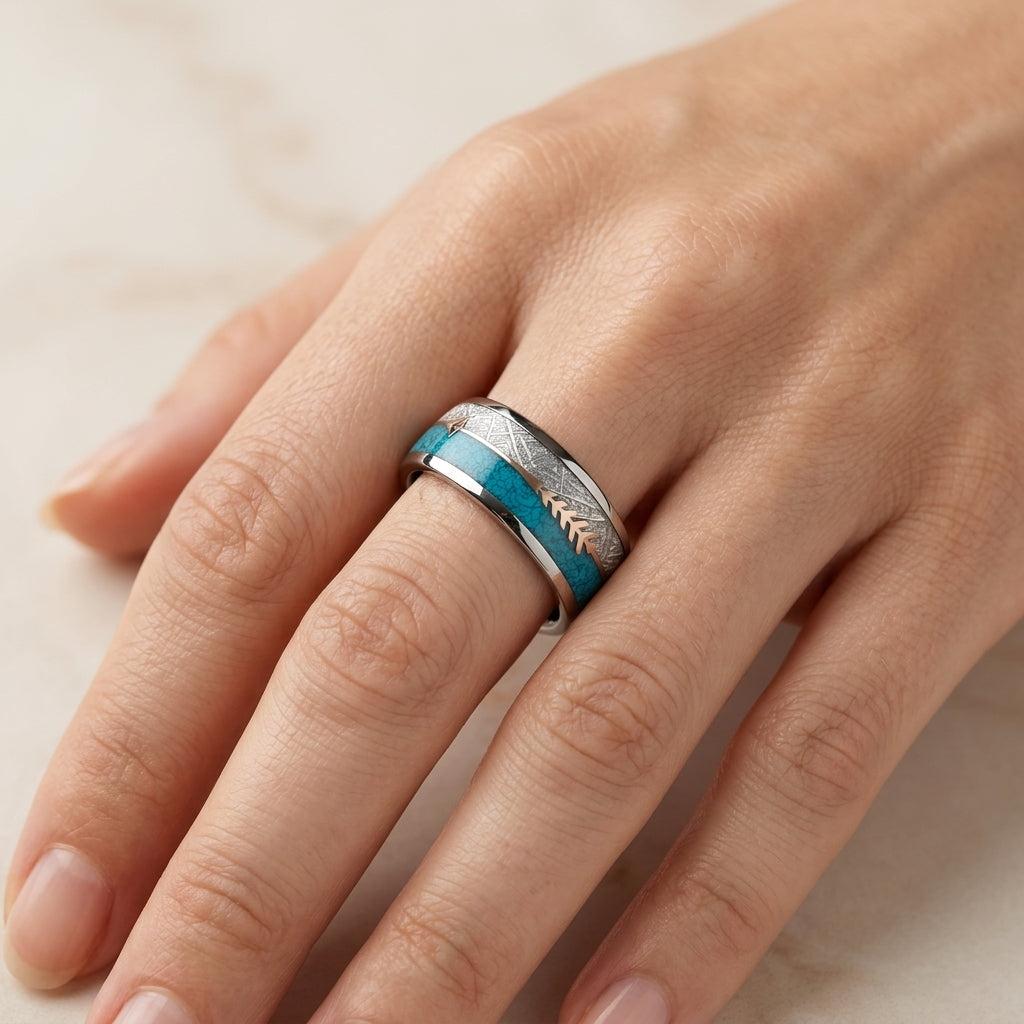 Antiker Emaille-Ring in Weißgold – Ansicht 2