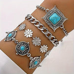 Armband-Set aus Regenbogenstein in Weißgold