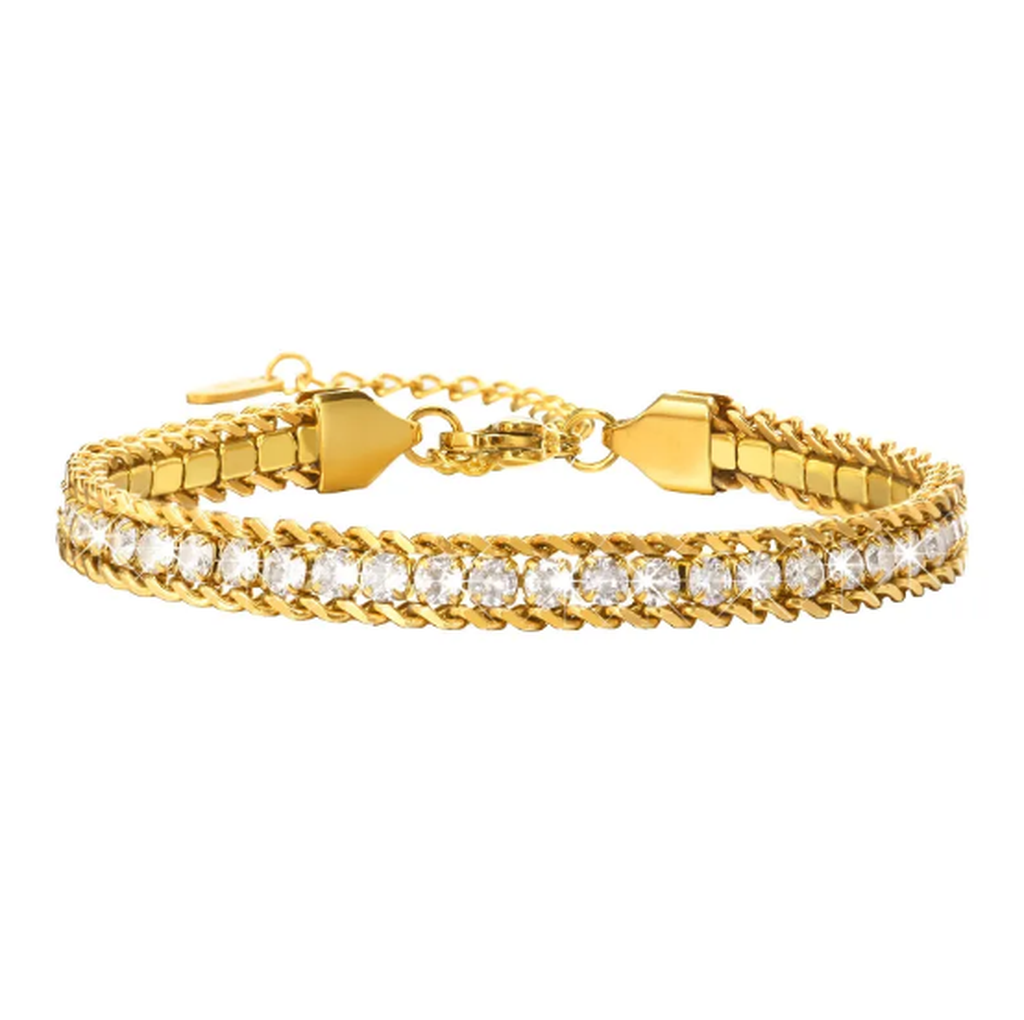 Edelstahl-Armband mit Zirkonia-Kette – Ansicht 3