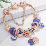 Armband in Roségold mit blauem Kristall – Ansicht 2