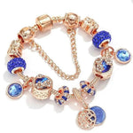 Armband in Roségold mit blauem Kristall