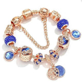 Armband in Roségold mit blauem Kristall