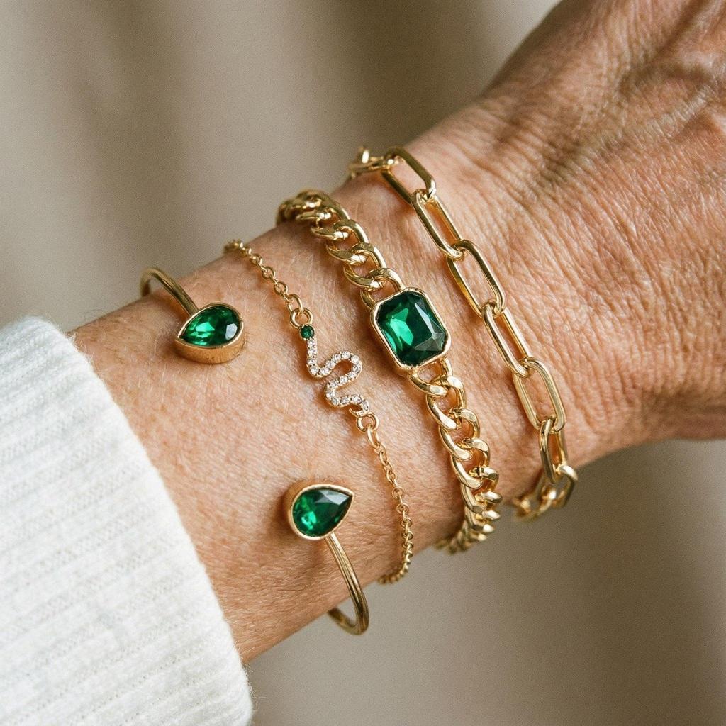 Armband mit grünen Kristallen – Ansicht 2