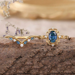 Kronenring-Set Azelia mit Saphir in Gold – Ansicht 3