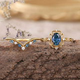 Kronenring-Set Azelia mit Saphir in Gold – Ansicht 3