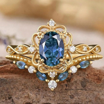 Kronenring-Set Azelia mit Saphir in Gold
