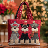 Handgefertigte Stepptasche – Schnauzer-Trio
