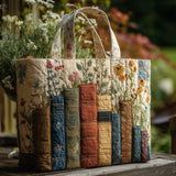 Handgefertigte Stepptasche – Bücher und Blüten