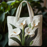 Handgefertigte Stepptasche – Weiße Calla