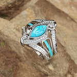 Marquise-Ring mit Türkis in Weißgold, Ansicht 3