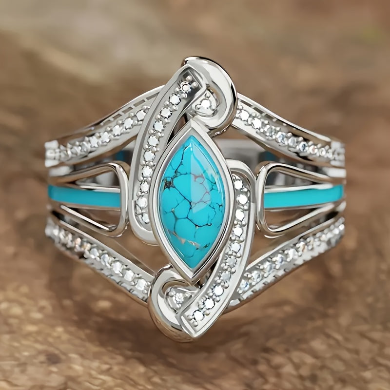 Marquise-Ring mit Türkis in Weißgold, Ansicht 4