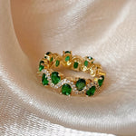 Offener Ring Calira mit smaragdgrünem Stein in Gold, Ansicht 3