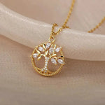 Halskette Baum des Lebens mit Zirkonia in Gold