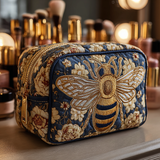 Gesteppte Kosmetiktasche mit Bienen und Blumen