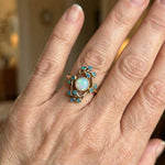 Blauer Retro-Ring mit Kristallen und Opal – Ansicht 2