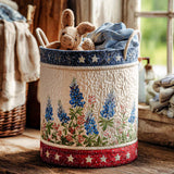 Gesteppter Wäschekorb – Pfad der blauen Lupinen