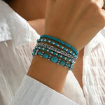 Boho-Armband-Set mit türkisfarbenen Perlen – Ansicht 2