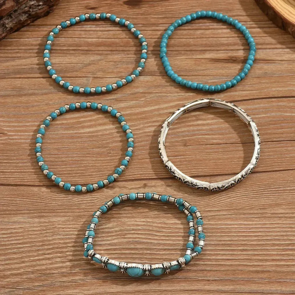 Boho-Armband-Set mit türkisfarbenen Perlen – Ansicht 5