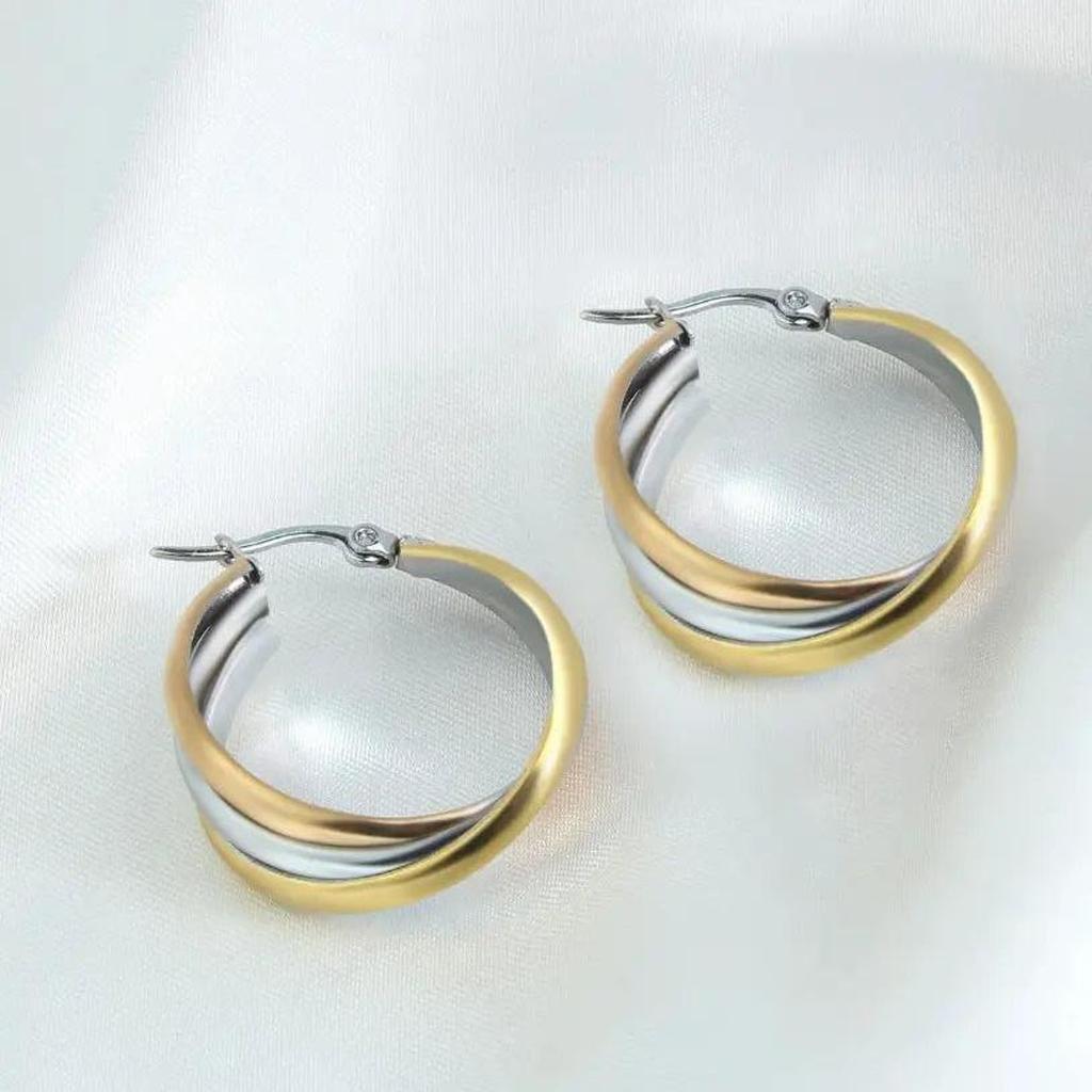Boho-Ohrringe in Weißgold und Gold