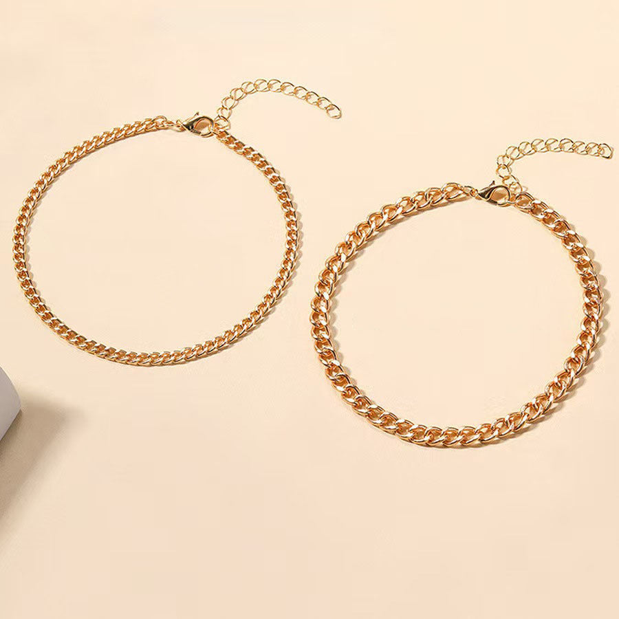 Mehrlagiges Fußkettchen mit kubanischen Gliedern in Gold, Ansicht 3