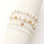 Armbänder mit weißen Perlen in Gold, Ansicht 2