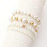 Armbänder mit weißen Perlen in Gold, Ansicht 2