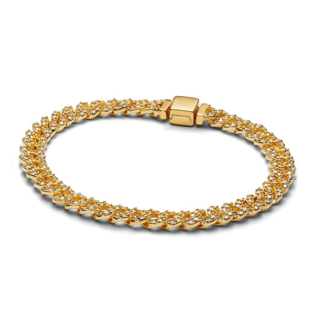 Breites goldenes Panzerkettenarmband – Ansicht 4