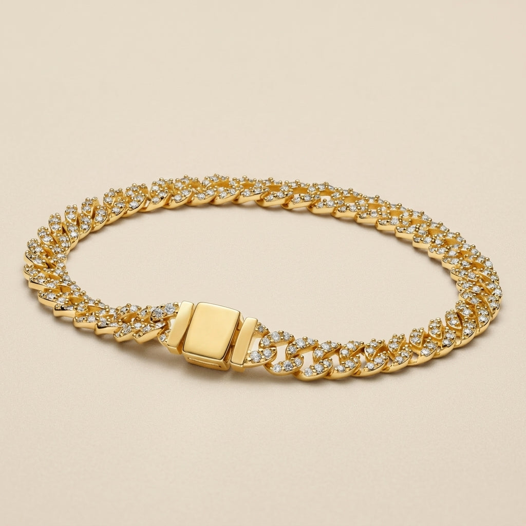 Breites goldenes Panzerkettenarmband