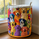 Gesteppter Wäschekorb – Bunte Hunde