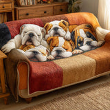 Gesteppter Sofabezug – mit ruhender Bulldogge