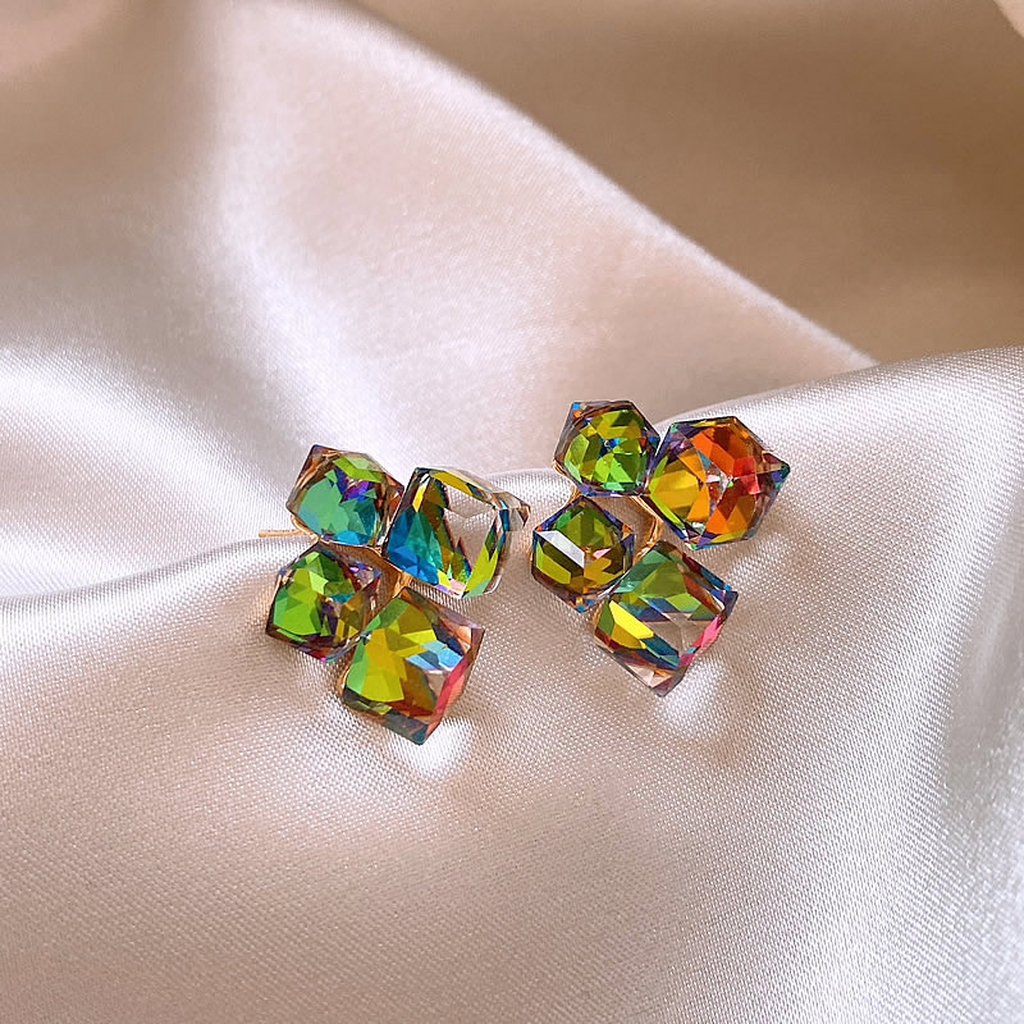 Bunte Zirkonia-Ohrringe in Gold