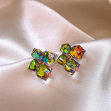 Bunte Zirkonia-Ohrringe in Gold