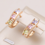 Bunte Ohrringe in Gold mit Zirkonia