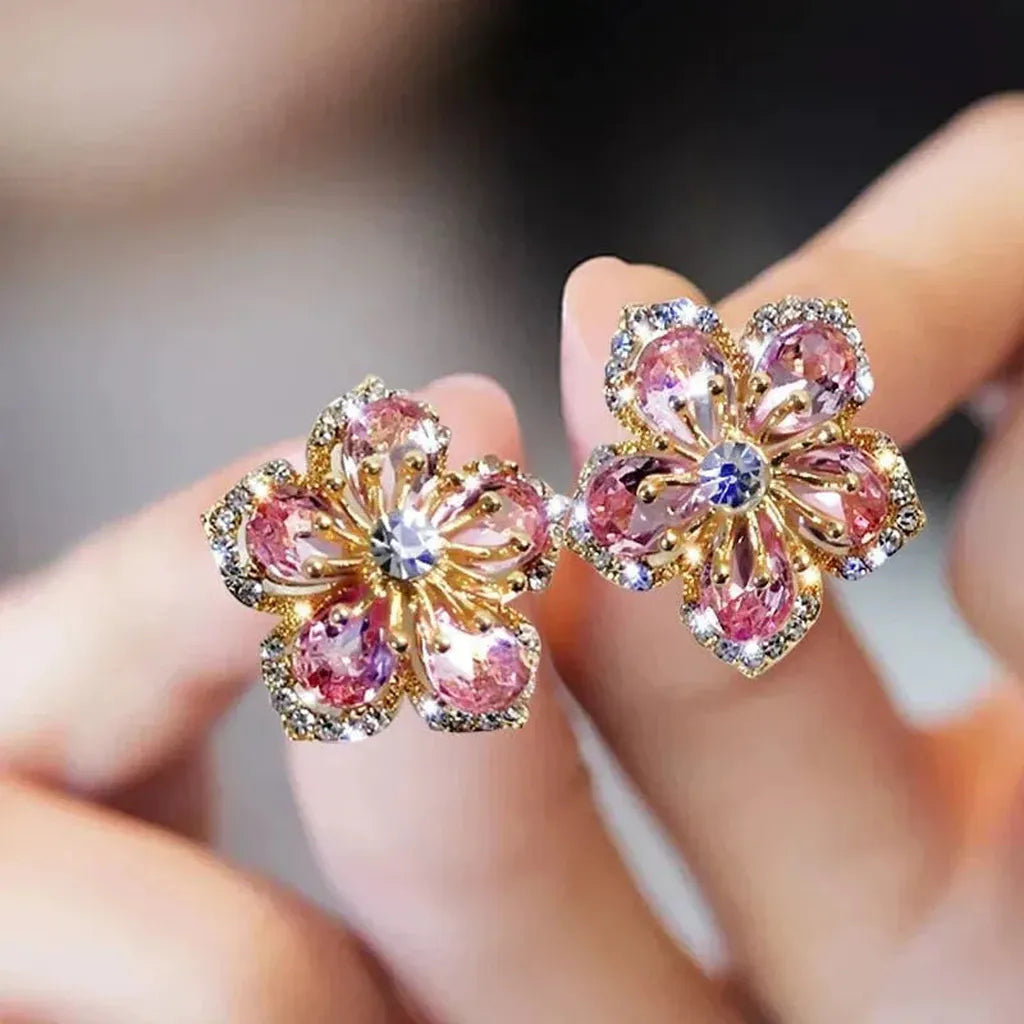 Bunte Ohrringe mit Zirkonia in Weißgold