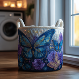 Gesteppter Wäschekorb – Schmetterling und Blütenblatt