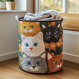 Gesteppter Wäschekorb – Katze auf der Wiese