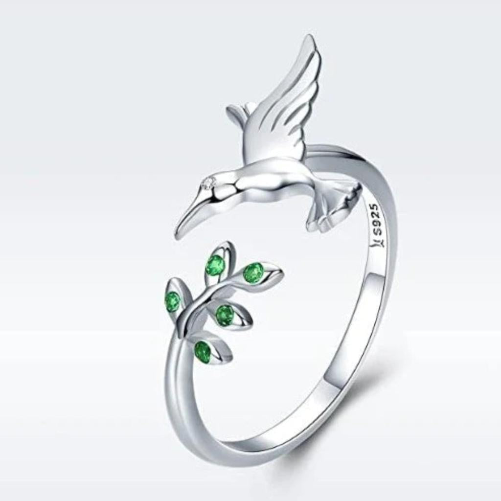 Chamäleon-Ring mit grünen Zirkonia in Weißgold