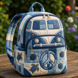 Gesteppter Boho-Rucksack – Denim und Schildkröte