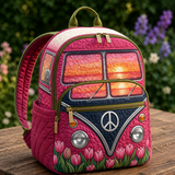Gesteppter Boho-Rucksack – Tulpen im Abendrot