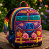 Gesteppter Boho-Rucksack – Regenbogen und Rosen