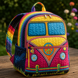 Gesteppter Boho-Rucksack – Bunter Bus