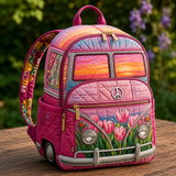 Gesteppter Boho-Rucksack – Rosa Dämmerung