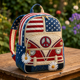 Gesteppter Boho-Rucksack – Sterne und Margeriten